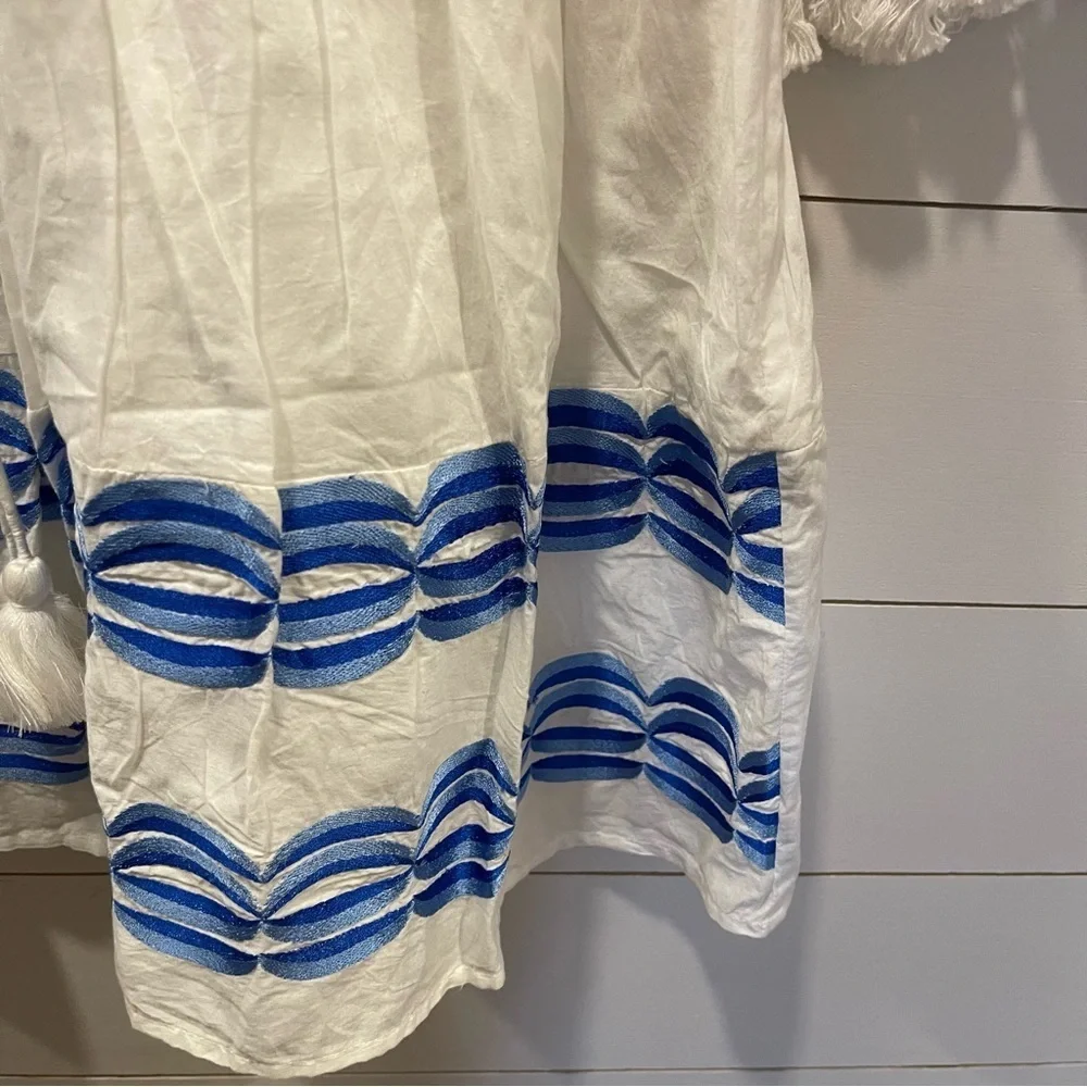Bindu Fernando White and Blue Bohemian Dress Womens Size XS
